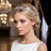Fashion Sliver Rhinestone Alloy Simple Crown For Women and Girls Delicate Crystal Hair Bands Party Daily Tiara Headpieces