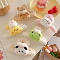 Cute cartoon bear plush clip women's back head spoon hair clip large shark clip hair volume more hair card headdress