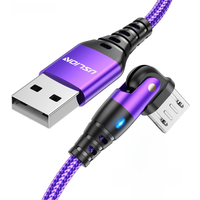 USLION LED 3A Micro USB Cable For Samsung Xiaomi Andriod Mobile Phone Fast Charging Wire 180 Rotate Micro USB Charge Data Cable