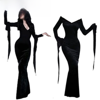 Women's Gothic Ghost Vampire Dress Morticia Addams Cosplay Costume for Women Halloween Cosplay Costume