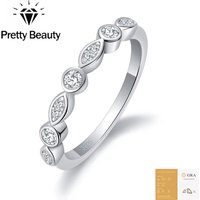 Pretty Beauty Marquise Leaf Moissanite Ring 925 Silver Bezel Set Diamond Wedding Band Stackable Ring Fine Jewelry Gift for Women