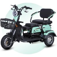 AliExpress Electric Tricycle With Passenger Seat For Adult Elderly 3 Seat 1000W 60V Mini Parents Child Electric Bike With Cargo Baskets