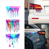 Car Interior Stickers with Dopamine Coloured Fluid Paint Vinyl Reflective Car Stickers for Car Bumpers and Trims