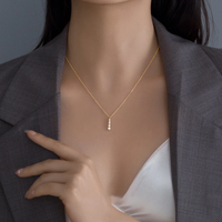 New 925 Sterling Silver One Line Geometric Necklace With Shiny Zircon Pendant Collarbone Chain Fashionable Wedding Jewelry