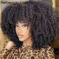 Rebecca 220% Density Short Afro Kinky Curly Human Hair Wigs With Bangs Sassy Fluffy Growth Natural Wigs Full Machine Made Wigs