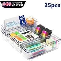 25Pcs Transparent Box Storage Organizer Desk Plastic Storage Box Container Drawer Organizer Table Jewelry Box Makeup