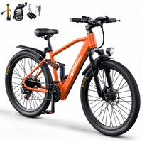 Gt900 Elektro-Mountainbike für Erwachsene, 26" E-MTB, 250W Motor, 36V 13Ah Akku, 21 Gänge, Doppelfederung, Scheibenbremsen, 25Km/h, 40-60Km Reichweite, Gepäckträger, NFC