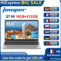 Ordinateur portable Jumper, écran FHD de 15,6 pouces, 16 Go de RAM, SSD de 512 Go (extensible de 512 Go via carte TF), processeur 6500Y (jusqu'à 3,4 GHz), ordinateur portable léger pour les