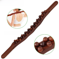 Guasha Wood Stick Tools Wooden Therapy Scraping Lymphatic Drainage Massager, Double Row 31 Beads Point Treatment Gua Sha Tools