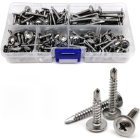 100/150pcs M4.2 M4.8 410 Stainless Steel Cross Phillips Round Washer Head Drill Tail Self-tapping Screw Mix 5 Sizes Kit Set Box