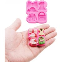 Bow Clothes Princess Dress Bags DIY Resin Jewellery Accessories Drip Mould Cake Chocolate Dessert Decoration Silicone Moulds