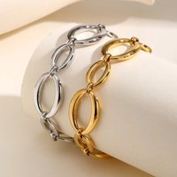 Vnox Stainless Steel Oval Links Chain Bracelets for Women Girls, Dainty Simple Metal Links Wristband Jewelry Never Fade