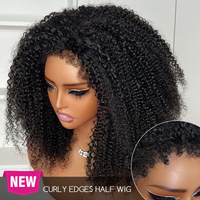 4C Edges Kinky Curly Glueless Wigs Human Hair 250% 13x6 Lace Frontal Wig Wear Go 7x5 HD Lace Closure Wigs For Women Preplucked
