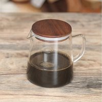 Fashionable Personalized Portable Glass Drip Coffee Maker Pot Glass Tea Kettle with Wood Lid