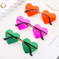 AliExpress Rimless Heart Sunglasses Woman Vintage Metal Frame Clear Lens Colorful Hippie Sun Glasses Female Red Pink Shades Sunglasses