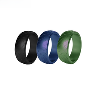 Geedyn 8.7mm Fish-scale Pattern Silicone Ring 3 Colors Set Applicable for Men Engagement Classic Rings