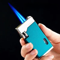 AliExpress NONE JOBON-Outdoor Windproof Metal Butane Gas Lighter, Dual Straight Torch, Blue Flame, Turbo High Pressure Jet Cycle Use