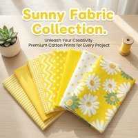 8pcs yellow Floral Cotton Fabric Bundle; PreCut Fabric; Sewing Supplies For Patchwork Sewing And DIY Clothing Crafts