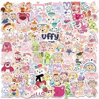10/30/50/100PCS Disney Duffy LinaBell Lots-o-huggin Bear Stickers Cartoon Cute Graffiti DIY Water Cup Waterproof Decal Kids Toy