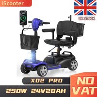 iScooter X02 Pro 4-Wheel Scooter 40Mi Range 300LBS 9" Solid Tires Removable Battery Anti-Tip Wheel for Elderly