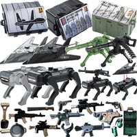 MOC Military Weapons Building Blocks Soldiers Figures Rifle Gun Helmet Vests Drone Aircraft Printing Box Machine Dog Bricks Toys