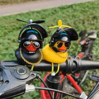 AliExpress NONE Cute Rubber Duck Bicycle Handlebar Bike Decoration with Propellers Glasses Gold Chain Black Yellow Duck Bicycle Horns with Strap