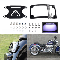 LED License Plate Motorcycle Rectangle License Plate Holder Bracket Frame For Harley Sportster Dyna Softail FXRST Low Rider FXLR