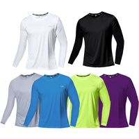 Men's Quick Dry Long Sleeve Gym Running Moisture Wicking Round Neck T-Shirt Training Exercise Gym Sport Shirt Tops Lightweight