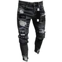 Punk Plus Size Pants Men Skinny Ripped Hole Patchwork Jeans Slim Pencil Denim Hip Pop Trousers Autumn Winter Streetwear Men's