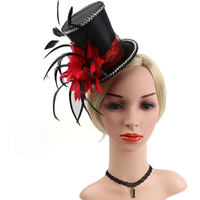 Wedding Bridal Mini Top Hat 20s Feather Fascinator with Clips Headpieces