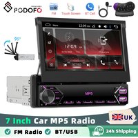 Podofo Wired Mirror MP5 Radio 7'' 1Din Car Stereo Radio Manual Retractable Screen Car Multimedia Player BT FM Radio Receiver image 4