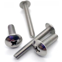 1/50pcs M2 M2.5 M3 M4 M5 M6 M8 304 Stainless Steel JISB1111T Phillips Truss Large Flat Round Cross Head Woodworking Screw Bolt