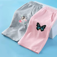 Girls New Cotton Pant Butterfly Casual Shorts Summer Loose Sweatpants Children Student Printed Short Pants 3-14Y
