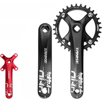 AliExpress TANKE Bicycle Crank Square Hole Sprocket 104BCD 170mm Red Black Crank Round 32/34/36/38/40/42/44T Narrow Chainrings MTB Crankset