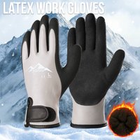 1 Pair Winter Work Gloves Thermal Protection and Grip,Latex Coated Warm Outdoor Gloves for Gardening, Fishing & Winter Tasks