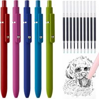15PCS Aesthetic Gel Pens Set 5 Pens with 10 Refills 0.5mm Black Ink Quick Dry Smooth Writing Fine Point Pens for Journaling Scho