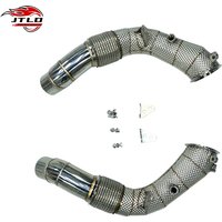 JTLD Stainless Steel Catless Exhaust Downpipe with Heat Shield for BMW F10 M5 F06 M6