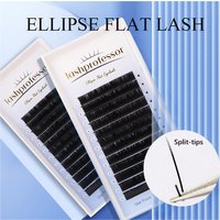 Lashprofessor Flat Lashes Ellipse False Individual Mink Eyelash Split Tips Flat Eyelash Dark Matte Black Flat Eyelash Extensions