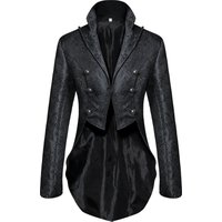 Men's Gothic Tailcoat Jacket Black Long Coat Men's Tuxedo Suit Steampunk Trench Cosplay Costume Victorian Coat Halloween Party