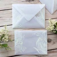 5pcs Translucent paper envelope with floral patterns wedding invitation envelope
