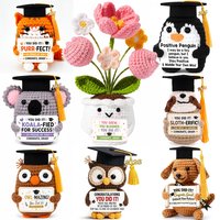 Graduation Crochet Gift Handmade Knitted Puppy Graduation Cap Positive Pocket Hug Animal Keepsake Graduate Congrats Grad Gift