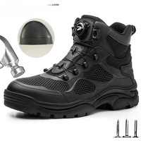 Men's Safety Work Boots Steel Toe Breathable Indestructible Puncture-Proof Rotary Buckle Shoes Comfortable Brand Work Footwear