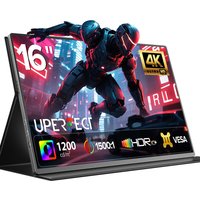 UPERFECT 16'' 4K Portable Monitor Laptop Extend Screen 1200 Nits USB C HDMI Computer PC Gaming Display With Speakers Stand