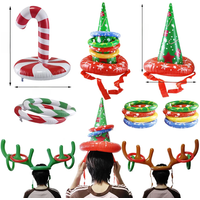 Christmas Inflatable Reindeer Antler Ring Toss Game Antler Hat Christmas Hat Snowman Indoor Outdoor Family Christmas Party Games