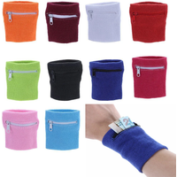 AliExpress NONE 1PC Sports Wristband Purse Bag with Zipper Wrist Protection Absorbent Sleeve Towel Band Outdoor Running Travel Bike Key Pocket