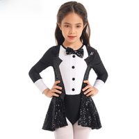 Kids Girls Cosplay Circus Ringmaster Dress Up Costume Sequins Jazz Dance Wear Children Bow Tie Tuxedo Ballet Dance Leotard Dress