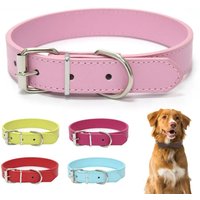 Solid Color Leather Dog Collar Colorful Cat Necklace Adjustable Puppy Neck Strap Suitable For Medium And Small Dogs Pet Supplies