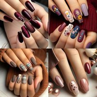 96/24-piece ballet coffin press-on nail set, mixed red shades. Medium length, glossy finish, featuring floral and heart patterns