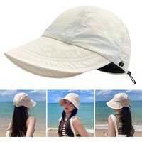 AliExpress NONE Foldable Wide Brim Ponytail Sun Hat Drawstring Adjustable Cap Summer Quick-dry Visor Fisherman Cap For Women Beach Hat