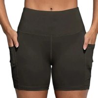 AliExpress NONE CHRLEISURE Yoga Shorts with Pockets High Waist Butt Lifting Cycling Tight Elastic Slim Running Fitness Women Shorts Sportswear